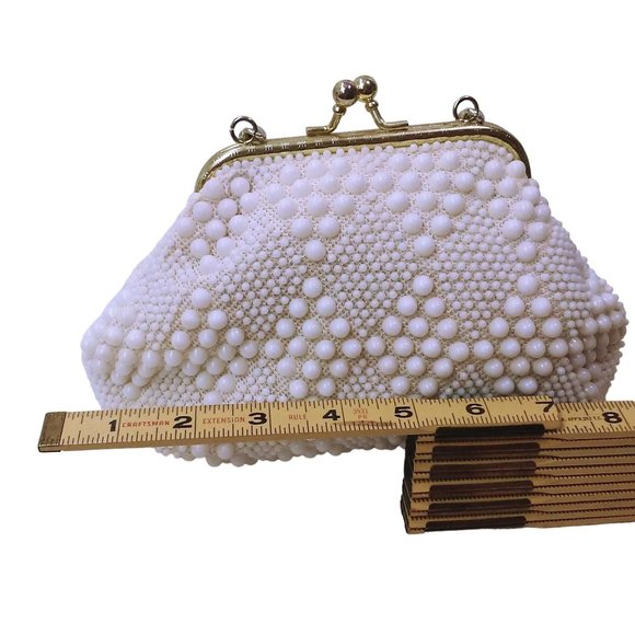 Vintage 60s-70s John Wind Hong Kong Beaded Evening Handbag 9x7 Hinged KissLock - Picture 13 of 14